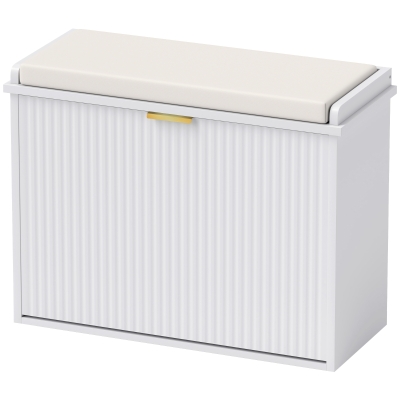 HOMCOM Schuhschrank mit gepolsterter Sitzkissen und klappbarem Schuhfach für Flur, Schlafzimmer, 62 x 26 x 47,5 cm, weiß