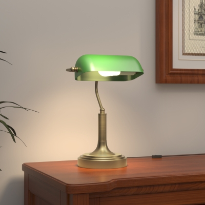 HOMCOM Candeeiro de Mesa Banqueiro Candeeiro de Mesa Vintage E27 com Ecrã Orientável a 45° 26,8x22x39,5 cm Verde