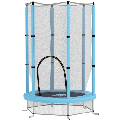 AIYAPLAY Trampoline Enfants Ø140cm Filet Sécurité Bleu Clair