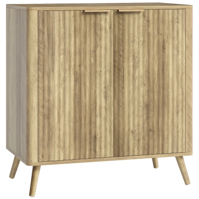 HOMCOM Buffet Salon Chêne 2 Portes avec Étagère Réglable