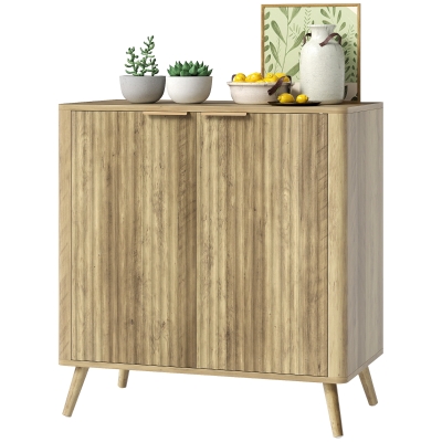 HOMCOM Buffet Salon Chêne 2 Portes avec Étagère Réglable