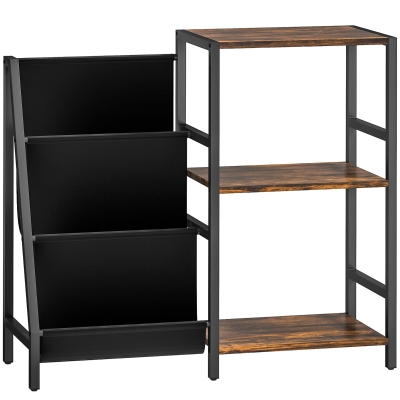 HOMCOM 3-Tier Record Player Stand Rustic Brown