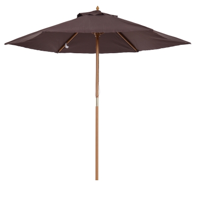 Outsunny Gartenschirm 2,5x2,3 m mit 6 Streben und Kurbel, aus Holz und Polyester, Braun