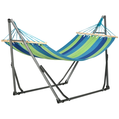 Outsunny Supporto con Amaca Autoportante Pieghevole in Cotone e Acciaio, 270x100x94cm