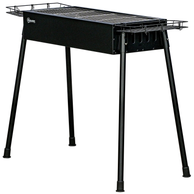 Outsunny Grill mit 2 Grills und seitlichen Körben, 94x39x70 cm, Schwarz