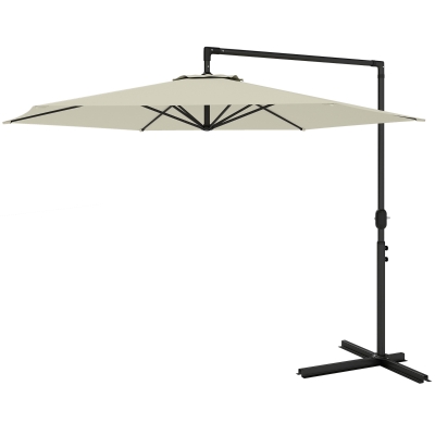 Outsunny Versetzter Gartenschirm 3x2,5 m mit Kreuzfuß und Kurbelöffnung, Beige