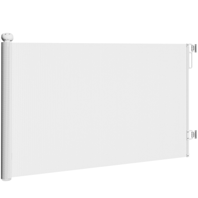 PawHut Ausziehbares Sicherheitstor für Kleine Hunde 0-140x86,5 cm und ausziehbar mit automatischer Verriegelung, Weiß