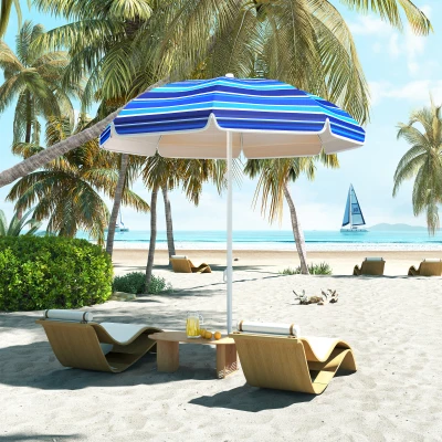 Outsunny Strandsonnenschirm Ø 1,8 m großer neigbarer faltbarer Sonnenschirm UV-Schutz UPF50+ leicht inklusive Tragetasche multicolor