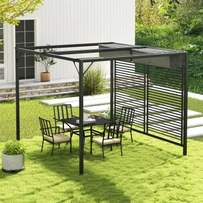 Outsunny Metal Pergola 3x2.8m Retractable Roof Grey