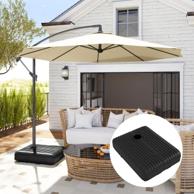 Outsunny Sonnenschirmständer für den Garten mit 70-90 kg befüllbar mit Wasser und Sand, Rollen und Griff aus HDPE, 80x60 cm, Schwarz