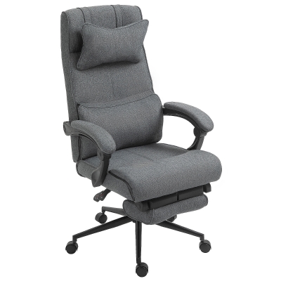 Vinsetto Ergonomischer Bürostuhl mit Armlehnen und Fußstütze, 66x70x115-123 cm, Grau