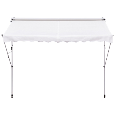 Outsunny Markise mit ausziehbarem Arm 3x1,5m mit Kurbel und Teleskopstruktur, Weiß