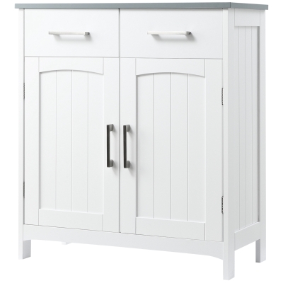 kleankin Cabinet Salle de Bain MDF 2 Portes 2 Tiroirs 68x33x76cm