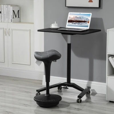 Vinsetto Stołek biurowy z funkcją obrotu, ergonomiczny stołek, regulowana wysokość 65,5-83,5 cm, 120° pochylenie, Szary