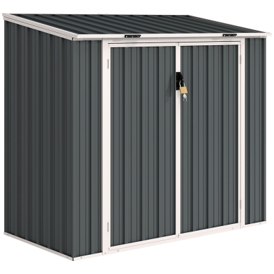 Outsunny 5ft Steel 2-Bin Storage Shed w/ Locking Doors