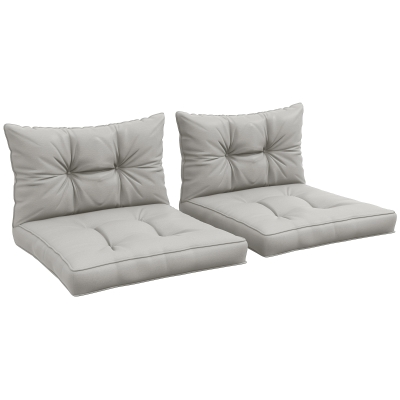 Outsunny 2-Piece Patio Chair Cushions Set Light Grey