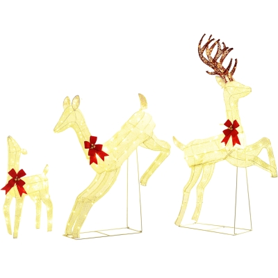 Outsunny LED Light Reindeer Christmas Decoration 3-Piece