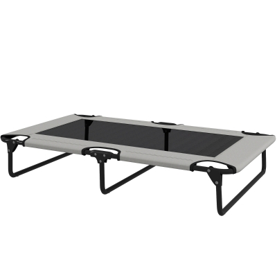 PawHut Tragbares erhöhtes Hundebett, erhöhtes Haustierbett mit atmungsaktivem Netz, für große Hunde, Hellgrau