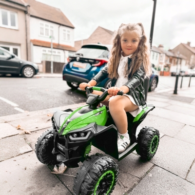 HOMCOM 12V Ride-On Quad Bike Green for Ages 3-5
