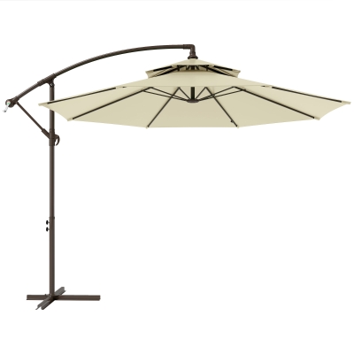 Outsunny 2.7m Cantilever Parasol Beige with Crank Handle
