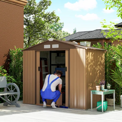 Outsunny Abri de Jardin 2,5m² Acier Kaki Porte Verrouillable