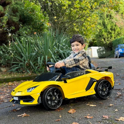 HOMCOM Lamborghini 12V Kids Electric Car Yellow