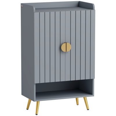 HOMCOM Modern Shoe Cabinet 15 Pair Storage Light Grey