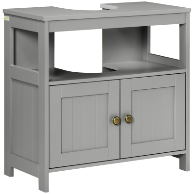 Kleankin Under Sink Cabinet Light Grey Modern Storage Unit