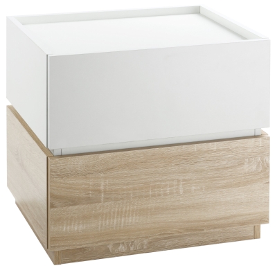 HOMCOM Table de Nuit 2 Tiroirs Blanc et Bois pour Chambre