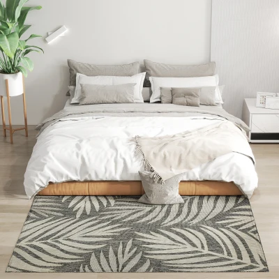HOMCOM Indoor Outdoor UV-Resistant Rug Grey 170x120cm