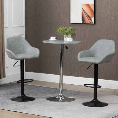 HOMCOM Lot 2 Tabourets Bar Pivotants Réglables Gris
