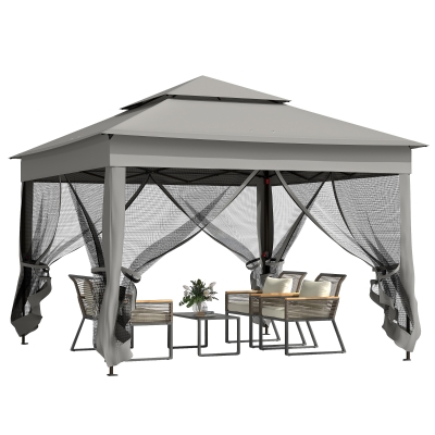 Outsunny 3x3m Pop Up Gazebo Dark Grey with Netting