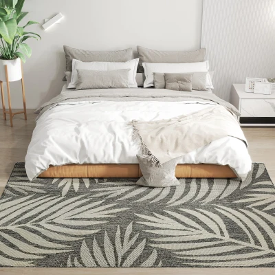 HOMCOM Indoor Outdoor UV-Resistant Rug Grey 230x160cm