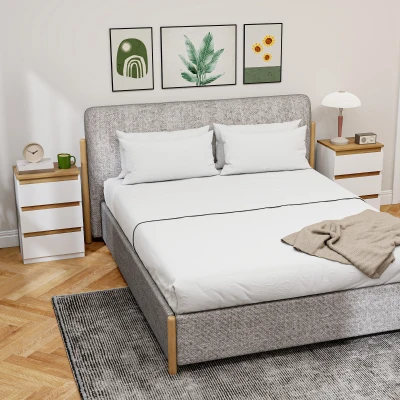 HOMCOM Conjunto de 2 Mesas de Cabeceira com 3 Gavetas Mesas de Cabeceira para Dormitório Estreitas 40x30x59,5 cm Branco