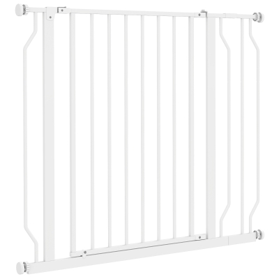 PawHut Veiligheidshek voor honden, barrière, muurbevestiging met drukknopen, verstelbaar van 75 cm tot 95 cm, wit