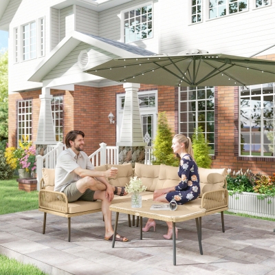 Set de Mobilier de Grădină din 4 Piese, 100x68x74 cm, Bej