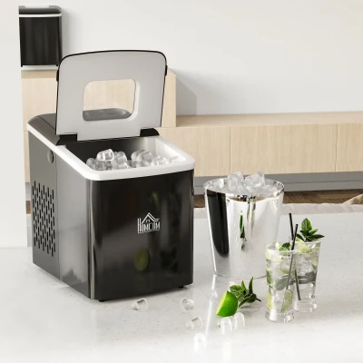 HOMCOM Macchina del ghiaccio 21.2cm x 29.5cm x 32.6cm Nero
