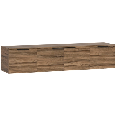 HOMCOM Meuble TV Suspendu 150cm 3 Placards Marron
