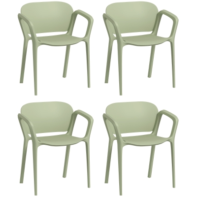 Outsunny Set 4 Sedie Giardino Impilabili in PP Verde 60x56x75 cm