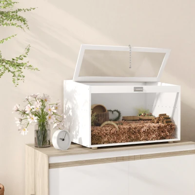 PawHut Gaiola para Hamster com Tampa Abatível e Janela de Acrílico Transparente 80x50x50 cm Branco