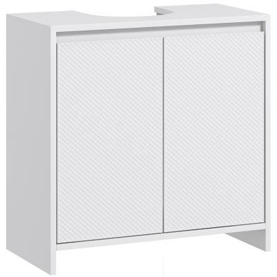 HOMCOM Meuble Sous Vasque 2 Portes avec Étagère Blanc 60x30x60 cm