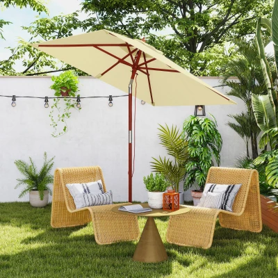 Outsunny Ombrellone Rettangolare Inclinabile 2x1.5 m Beige