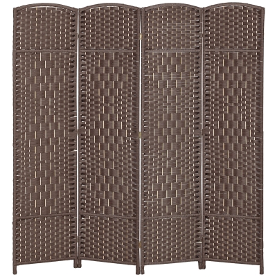 HOMCOM Paravent Bois 4 Panneaux Pliable 180x180cm Marron