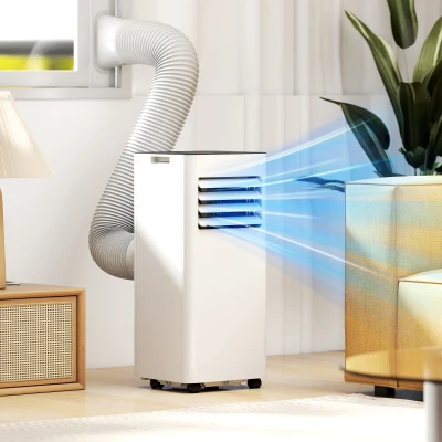 HOMCOM Ar Condicionado Portátil 3 em 1 9000 BTU 24,1 L/Dia com Controlo Remoto e Ecrã LED Temporizador 24h 30x29x69 cm Branco