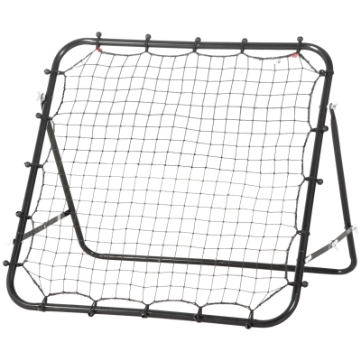 HOMCOM Filet de rebond de Football Métal PE 96x80x96cm Noir