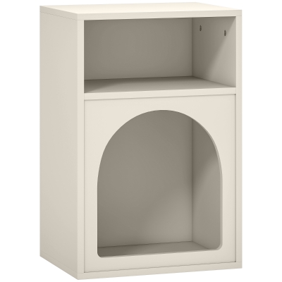 HOMCOM Mesilla de Noche Estrecha con 2 Compartimentos Abiertos Diseño en Forma de Arco 40x30x60 cm Crema