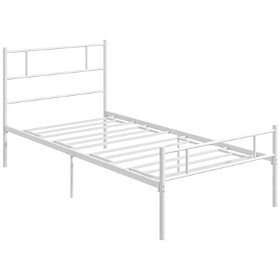 HOMCOM Metal Bed Frame with Headboard 31cm Storage Space