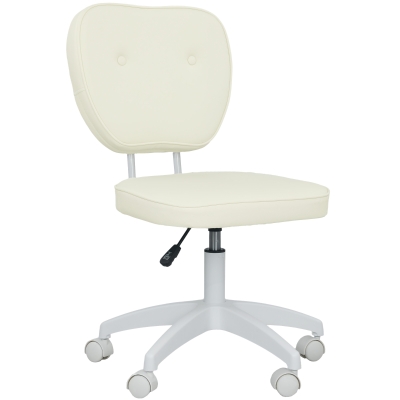 Vinsetto PU Leather Swivel Office Chair Adjustable Cream