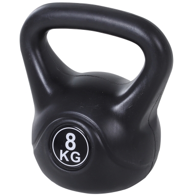 HOMCOM Pesa Rusa de 8 kg Kettlebell Relleno de Arena con Mango Ancho Antideslizante para Entrenamiento 22x17x24 cm Negro