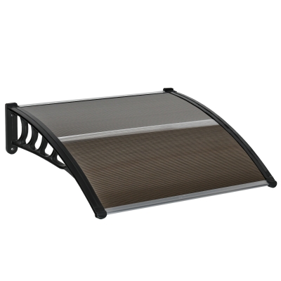 Outsunny Copertina de Exterior din Policarbonat pentru Usi si Ferestre cu Kit de Montare 100x100x26cm - Maro(m-12)
